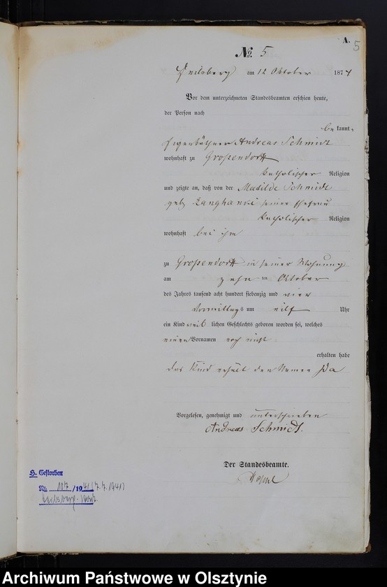 image.from.unit.number "Geburts-Haupt-Register Nr 1 - 45"