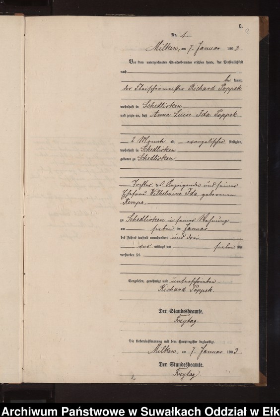image.from.unit.number "Sterbe-Neben-Register des Preussischen Standes-Amtes Stasswinnen Kreis Lötzen"