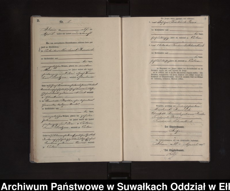 image.from.unit.number "Heiraths-Neben-Register des Königlichen Preussischen Standes-Amtes Orlen Kreis Loetzen"