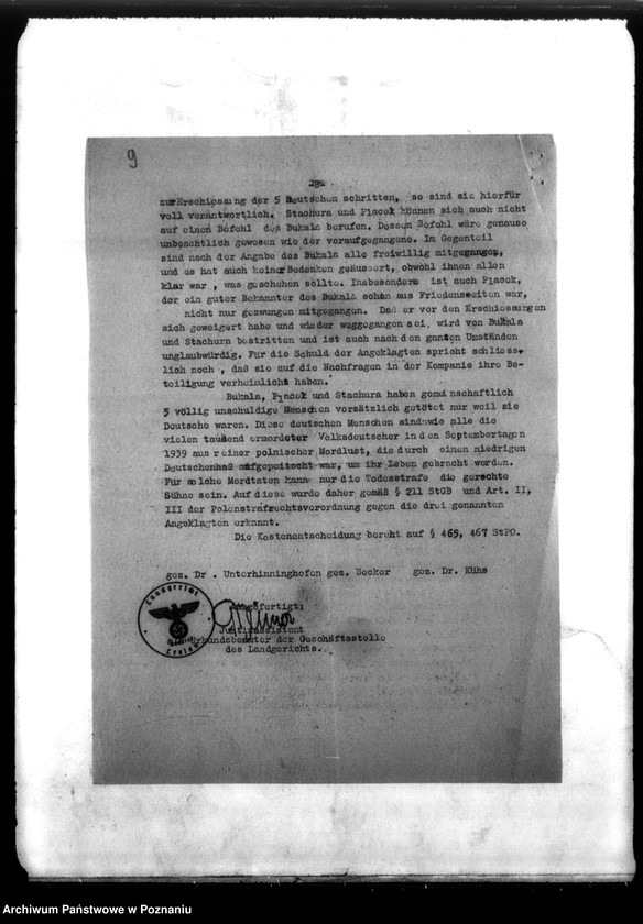 Obraz 13 z jednostki "Wyrok Sondergerichtu we Włocławku, na Polaków za rozstrzelanie 5 Niemców we wrześniu 1939 roku"