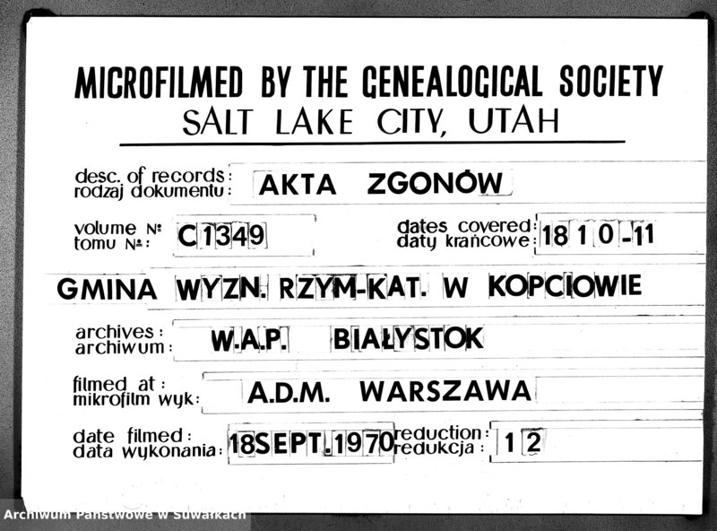 Obraz 1 z jednostki "Akta Zeszłych Gminy Kopciowskiey od 1-go Maia 1810 R."