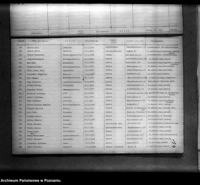 Obraz 18 z jednostki "Liste aller Volksdeutschen, die während des deutsch - polnischen Krieges zum polnischen Heeresdienst eingezogen waren (Łódź)"