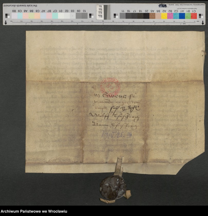 image.from.unit.number "Ławnicy wsi Święcko (Swencz) poświadczają sprzedaż 1/2 grzywny rocznego czynszu monety praskiej przez Passke, syna Andrzeja Newis z 9 1/2"