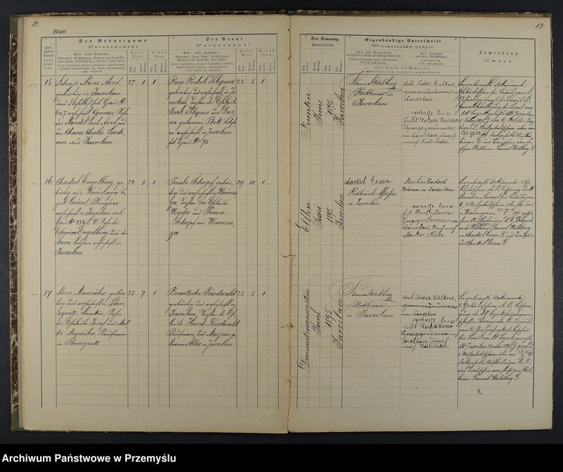 image.from.unit.number "Trauungsbuch des Isr.[aelitischen] Matriken-Bezirkes Jaroslau 1895"