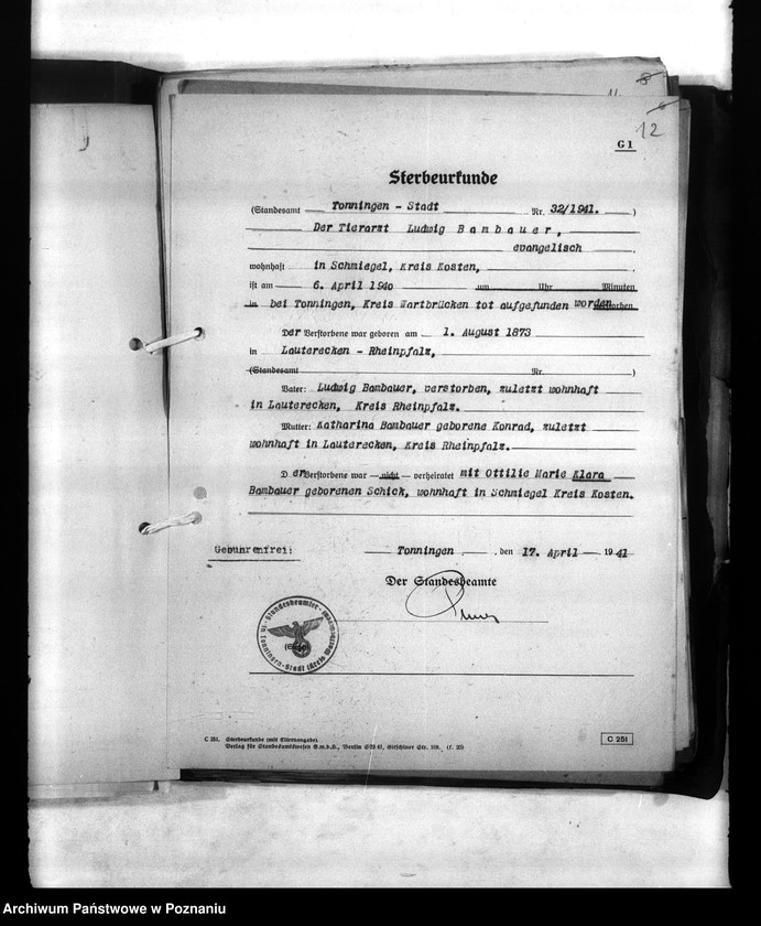 Obraz 16 z jednostki "Wykazy miejscowych Niemców, którzy zginęli w 1939 roku. Kreis Warthbrüchen (Koło)"