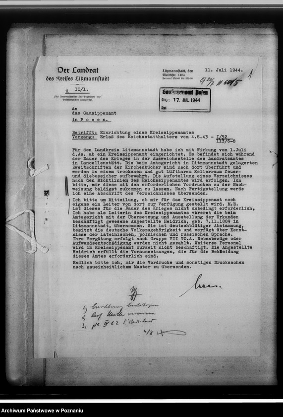 Obraz 5 z jednostki "[Zorganizowanie Powiatowego Urzędu do Spraw Genealogicznych w Łodzi]"