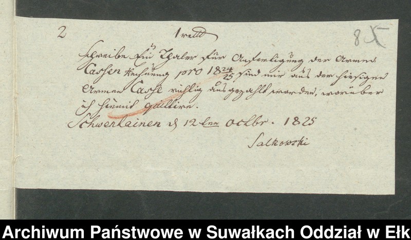 image.from.unit.number "Jahres Rechnung der Armen Casse zu Schwentainen Landrathlichen Oletzkoschen Kreise über die Einnahme und Ausgabe von Michaelis 1824 bis dahin 1825"