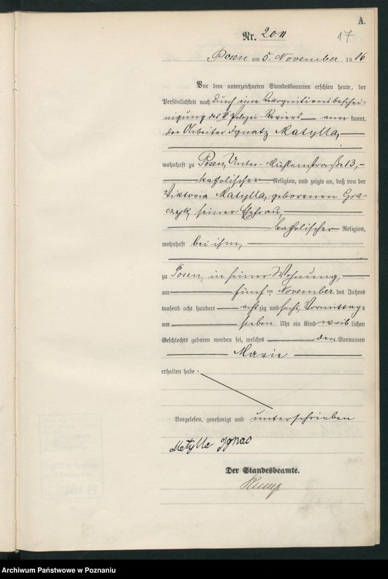 Obraz 20 z jednostki "Księga urodzeń t. V"