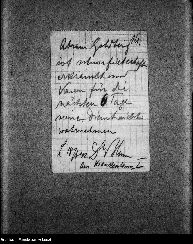 Obraz 17 z jednostki "Tischler-Abteilung [Zasiłki chorobowe dla pracowników wydziału, listy pracowników, zaświadczenia lekarskie]"