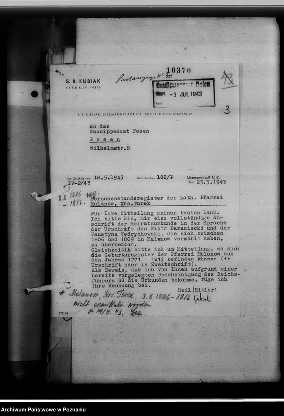 Obraz 7 z jednostki "[Korespondencja w sprawach poszukiwań genealogicznych]"