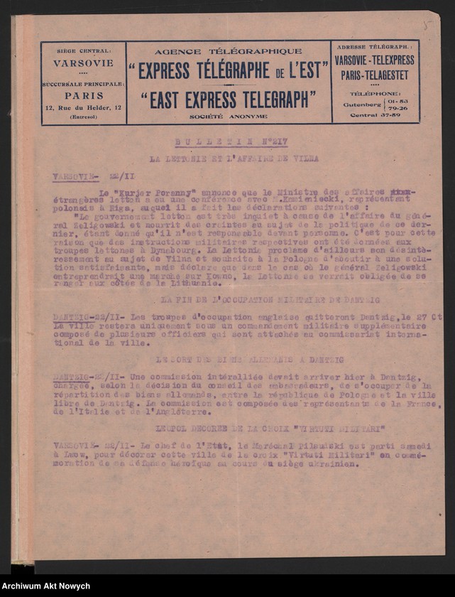 Obraz 7 z jednostki "Agence Télégraphique "Express Télégraphe de l
