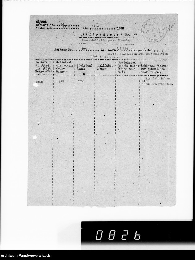 Obraz 19 z jednostki "Bewegungsberichte VIII. [Sprawozdania z wykonania zamówień wojskowych]"