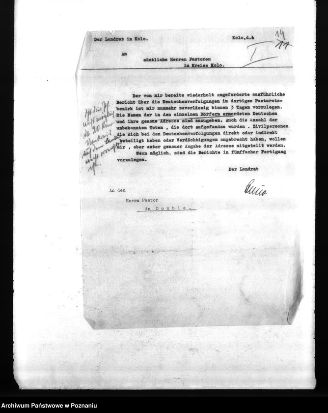 Obraz 18 z jednostki "Amtliche Meldungen Kreis Warthbrüchen (Koło)"