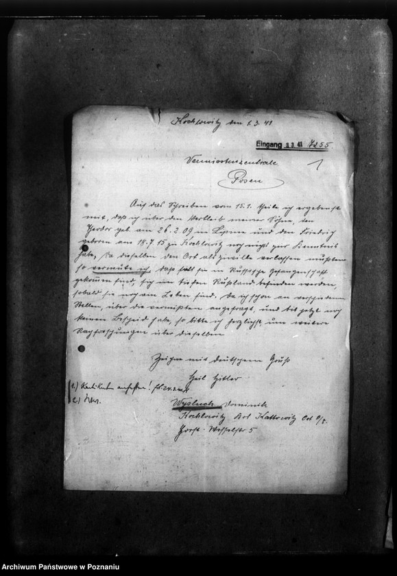 Obraz 5 z jednostki "Korespondencja w sprawie miejscowych Niemców z Wielkopolski i Śląska, którzy zginęli w 1939 roku"