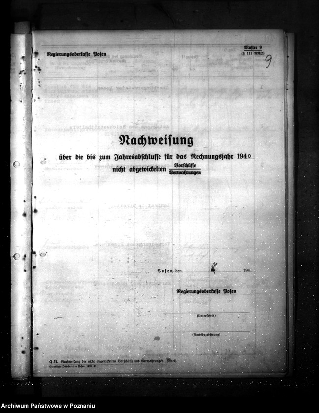 Obraz 13 z jednostki "Reguerungsoberkasse in Posen- Vorschüsse und Verwahrungen aus 1939/ 1940"