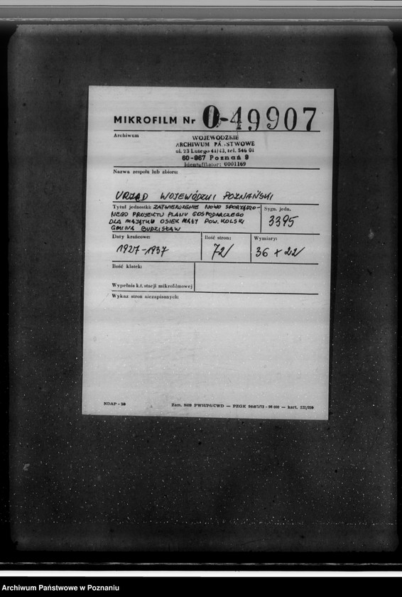 Obraz 2 z jednostki "Zatwierdzenie nowo sporządzonego projektu planu gospodarstwa dla majątku Osiek-Mały powiat kolski gmina Budzisław"