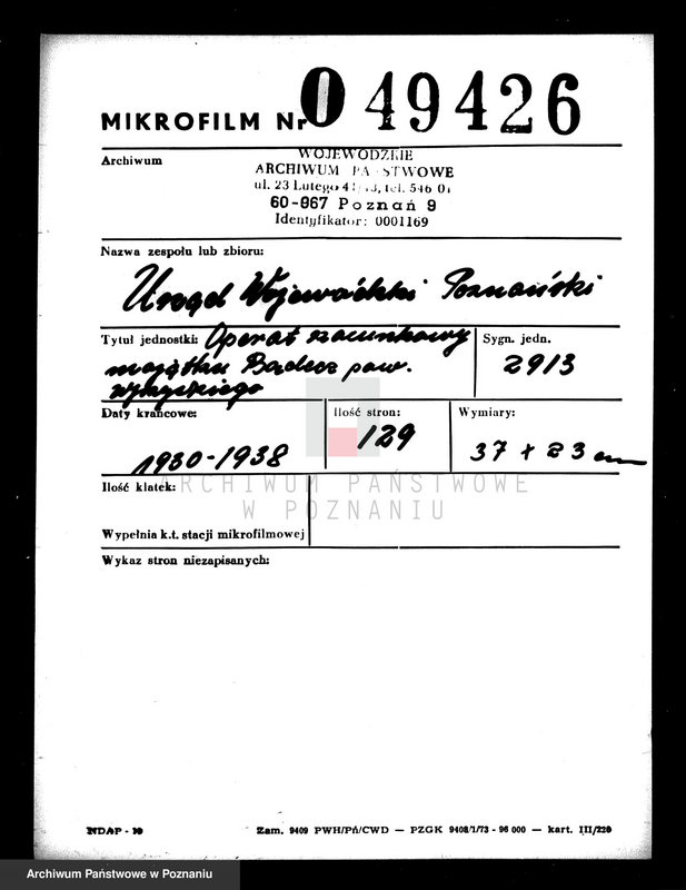 Obraz 2 z jednostki "Operat szacunkowy majątku Bądecz powiatu wrzesińskiego"