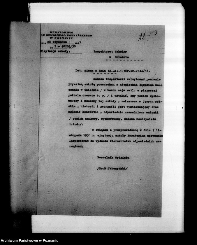 Obraz 16 z jednostki "Prywatna Szkoła Powszechna z niemieckim językiem nauczania w Łubowie powiat Gniezno"