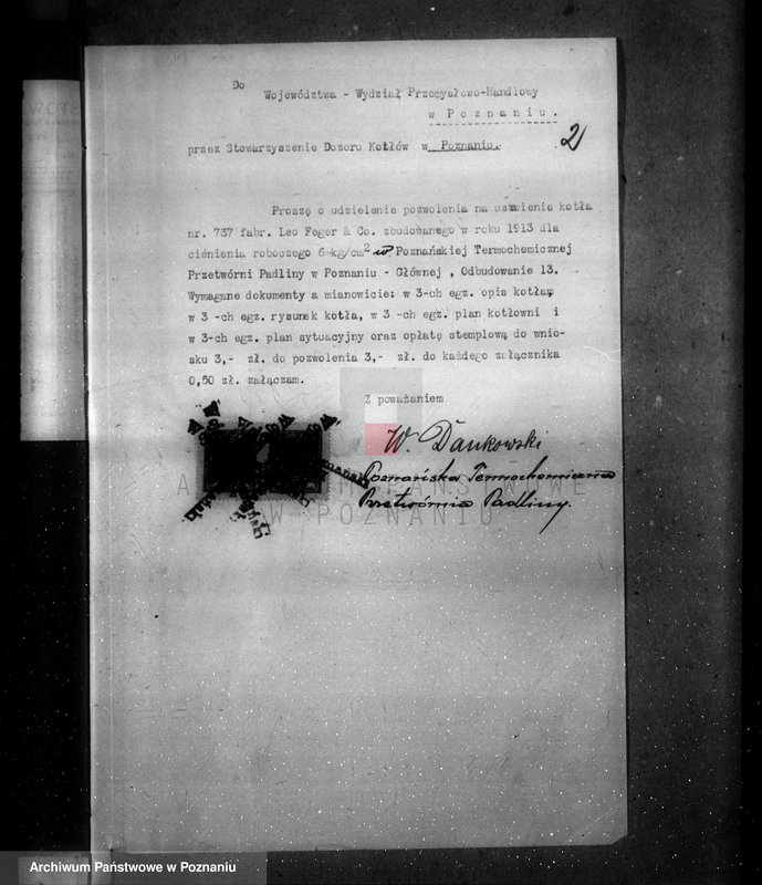 Obraz 6 z jednostki "Poznańska Termochemiczna Przetwórnia padliny Towarzystwo z o.o. Poznań ul. Główna nr woj. kotła 2485"