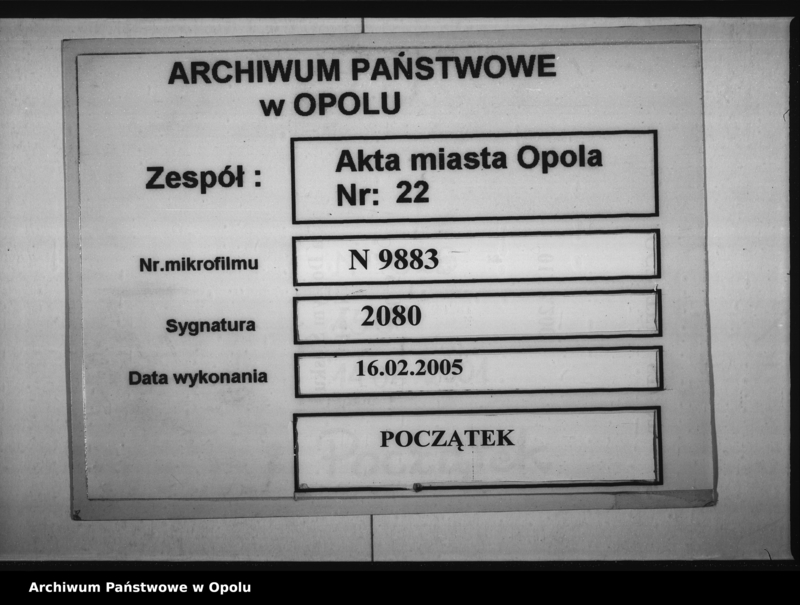 Obraz 1 z jednostki "Acta des Magistrats zu Oppeln betreffend den Schankwirthschaftsbetrieb im Hause No 8 Wilhelmstal durch Bosannek Vol: I"