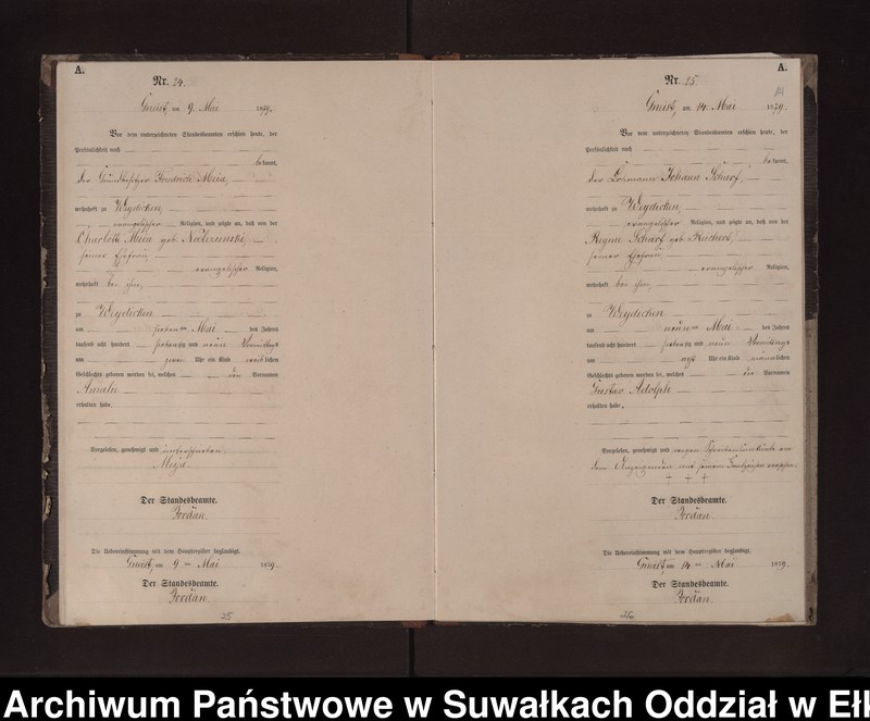 image.from.unit.number "Geburts-Neben-Register des Preussischen Standes-Amtes Gneist Kreis Loetzen"