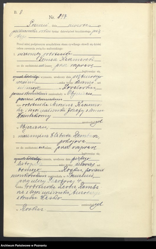 Obraz 10 z jednostki "Księga miejscowa małżeństw tom IV [Rejestr główny małżeństw]"