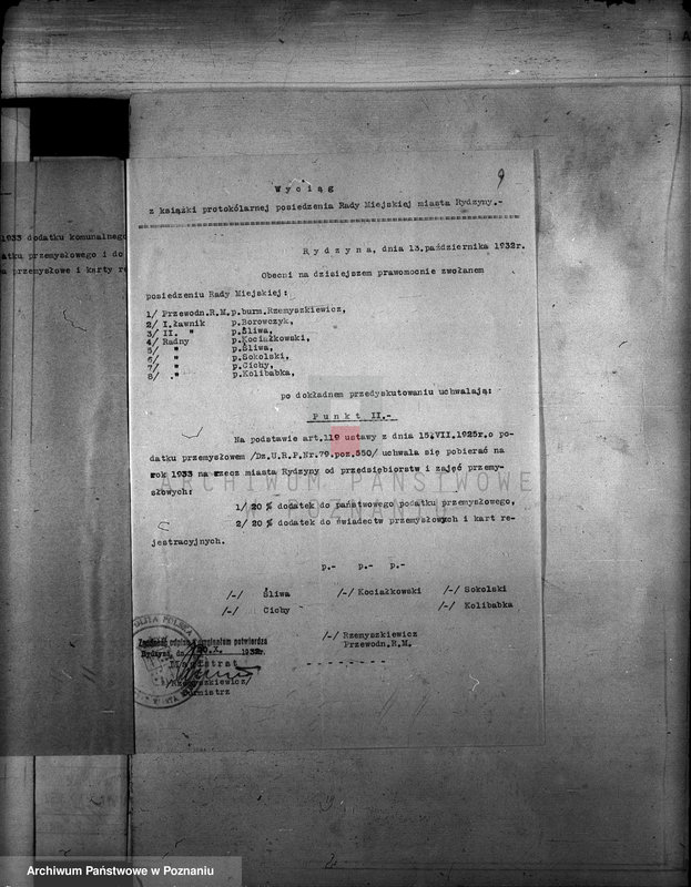 Obraz 13 z jednostki "Daniny Komunalne miasta Rydzyny"