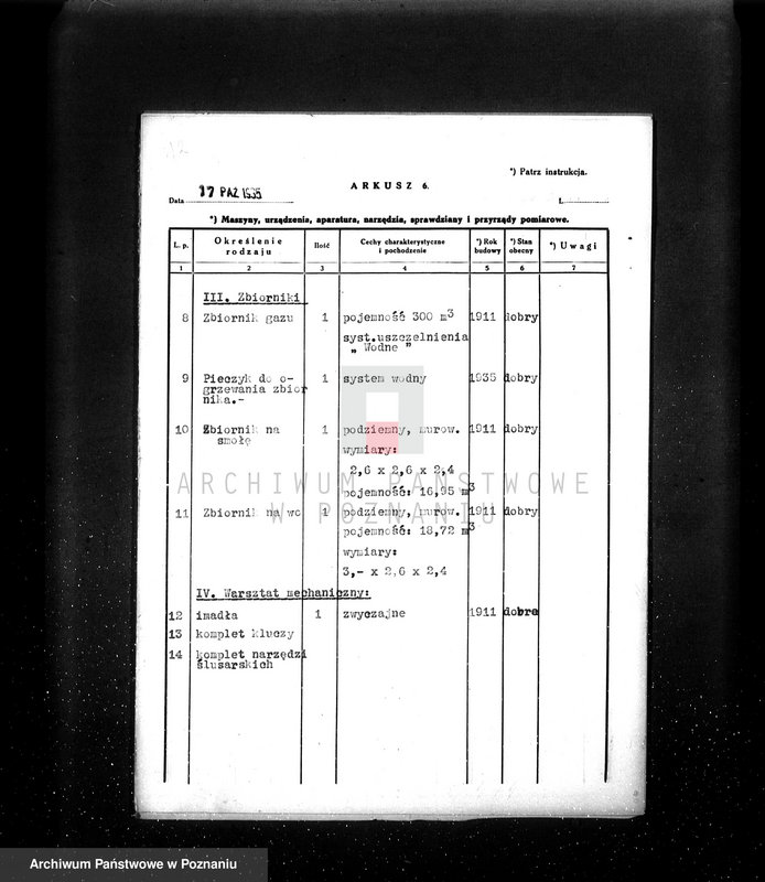 Obraz 19 z jednostki "Kwestionariusz Gazownia Miejska w Borku pow. Gostyń"