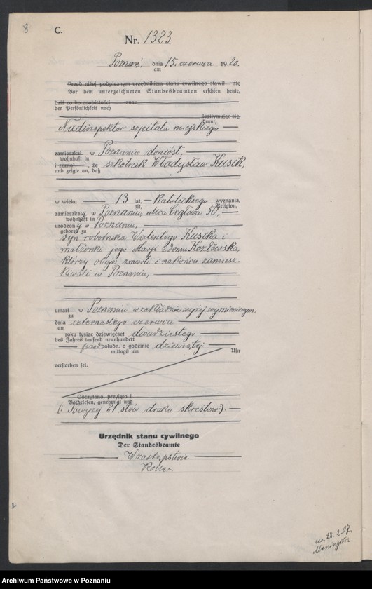 Obraz 10 z jednostki "Księga miejscowa zgonów tom III [Rejestr główny zgonów]"