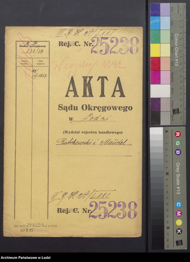 Obraz 2 z jednostki "Izrael Piotrkowski, Aron Mandel- wyrób i sprzedaż towarów półjedwabnych i podszewek"
