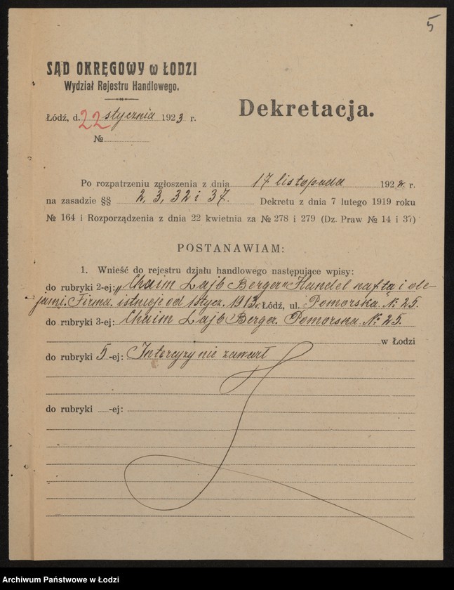 Obraz 7 z jednostki "Chaim Lajb Berger- handel naftą i olejami"