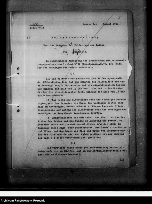 Obraz 5 z jednostki "Polizeiverordnung zum Schutze der Feldfrüchte und der Walderzeugnisse"