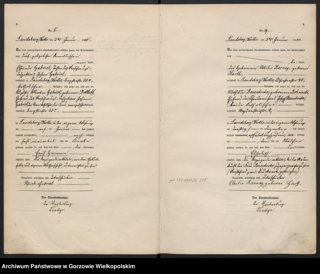 Obraz 8 z jednostki "Geburts Register"