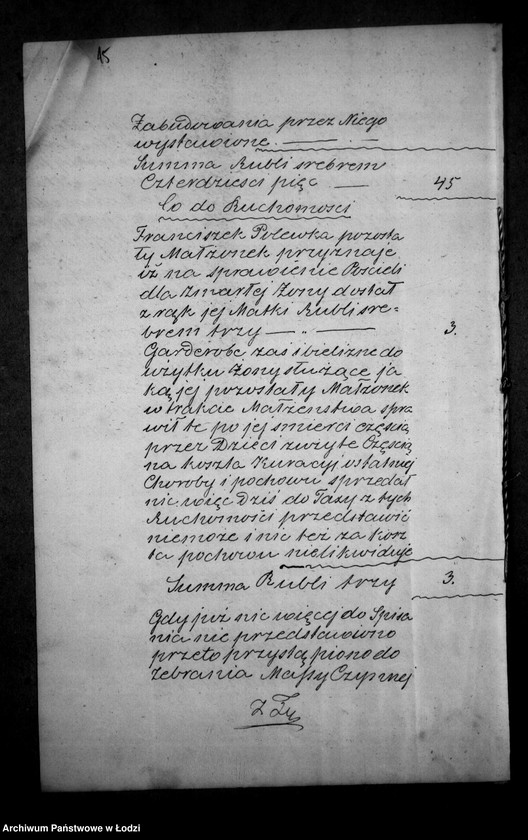 Obraz 19 z jednostki "Akta tyczące się ustanowienia opieki nad nieletnimi Adolfem, Juliuszem i Karoliną rodzeństwem Poleka po zmarłej Rozalii z Dyznerów Polewce"