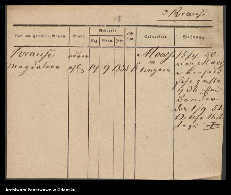 image.from.unit.number "Karty meldunkowe: Krause Magdalena - Krause Minna"