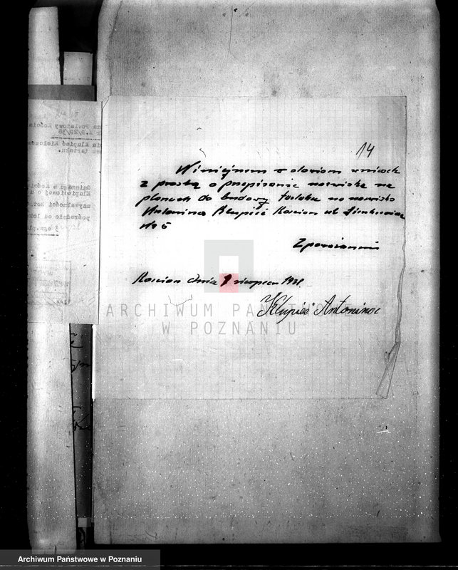 Obraz 18 z jednostki "/Zatwierdzenie projektu budowy tartaku M. i K. Klupieciów w Kiełczewie pow. Kościan/"