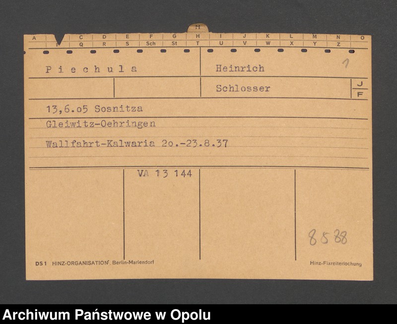 Obraz 3 z jednostki "[Piechula Heinrich, ur. 13.06.1905 Sosnitza]"