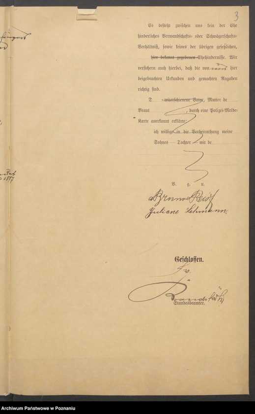 Obraz 5 z jednostki "Die von den Verlobten beigebrachten Urkunden zur Eheschliessung pro 1900"