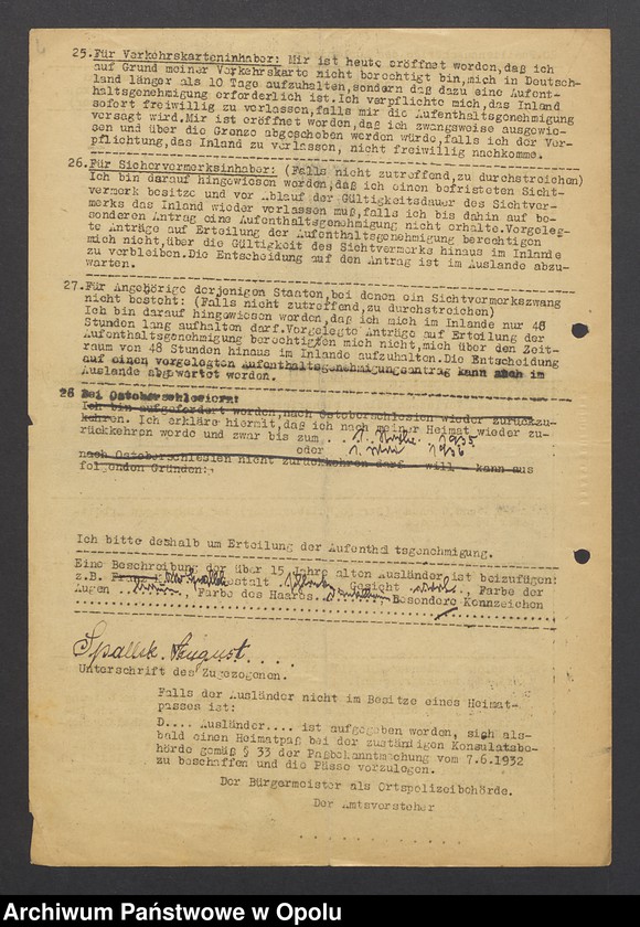 Obraz 6 z jednostki "[Zezwolenie na pobyt - Alfons Sage, ur. 13. 05. 1913 Breslau]"