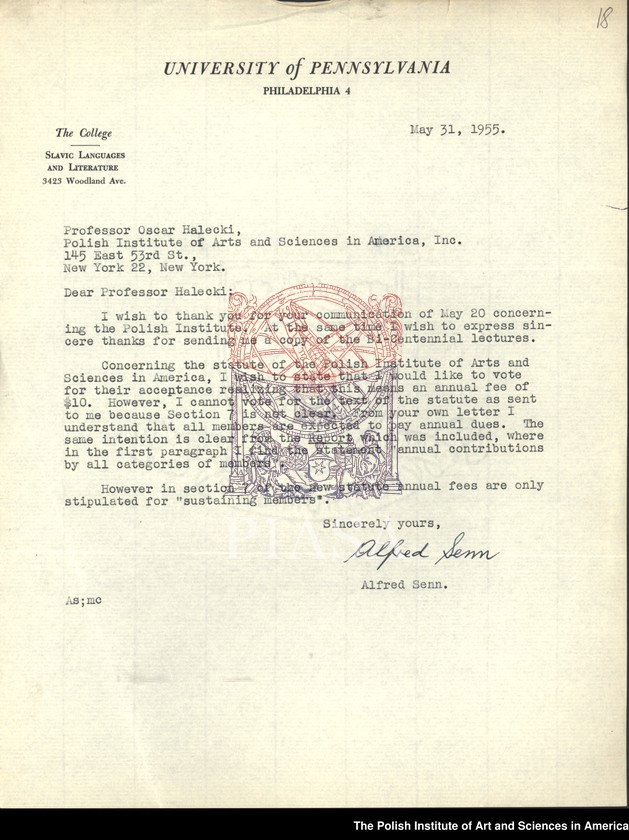 image.from.unit.number "General PIASA correspondence (1955). Letters of Florian Znaniecki and Witold Gombrowicz"