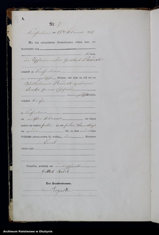 Obraz 11 z jednostki "Geburts-Haupt-Register Nr 1 - 78"