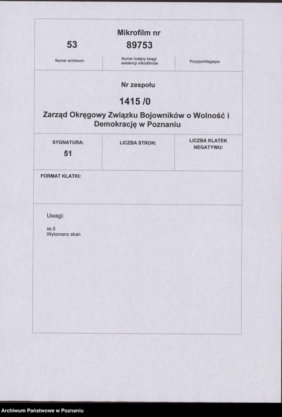 Obraz 5 z jednostki "Informacje o strukturze organizacyjnej i działalności Zarządu Okręgu Związku Bojowników o Wolność i Demokrację w Poznaniu."