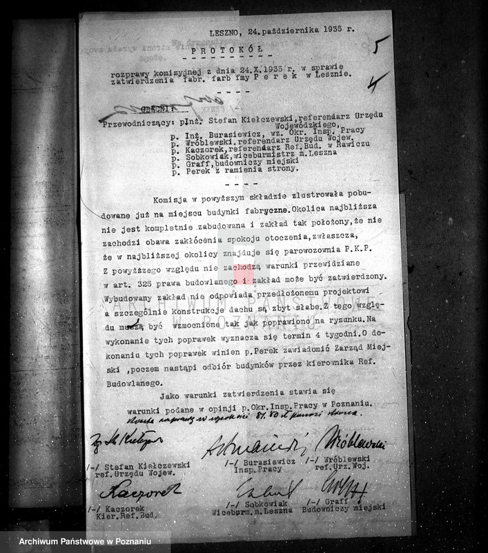Obraz 9 z jednostki "Zatwierdzenie zakładu przemysłowego /fabryki farb/ Firmy H. Perek w Lesznie"