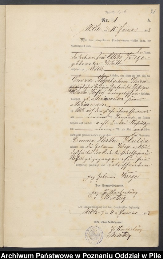 Obraz z jednostki "Księga urodzeń"