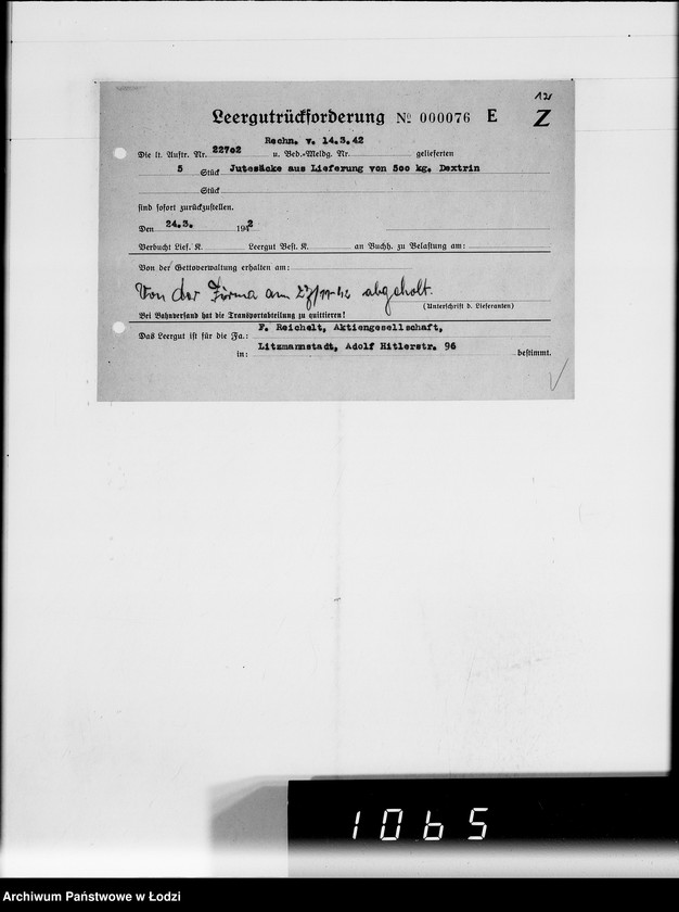 Obraz 17 z jednostki "[Leergut F.Reichelt A.G.L