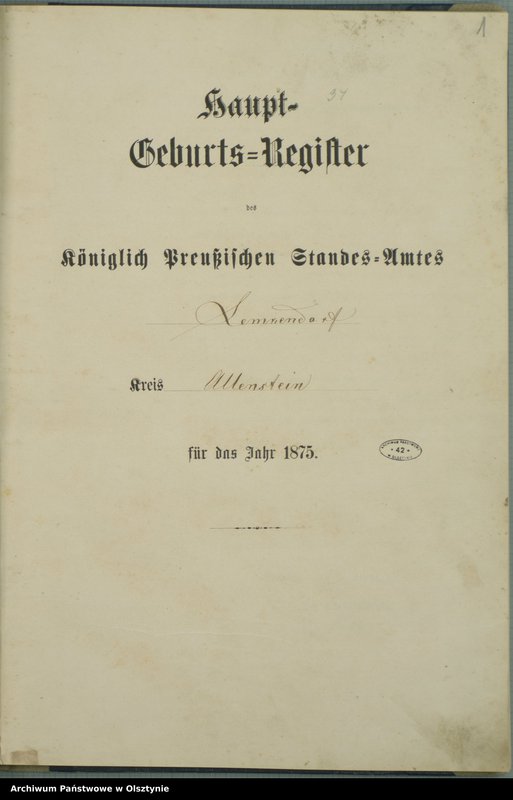 image.from.unit.number "Haupt-Geburts-Register Nr 1 - 119"