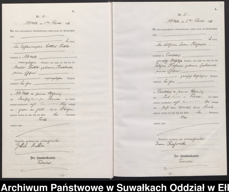 image.from.unit.number "[Geburts-Haupt-Register des Königlichen Preussischen Standes-Amtes Ukta Kreis Sensburg]"