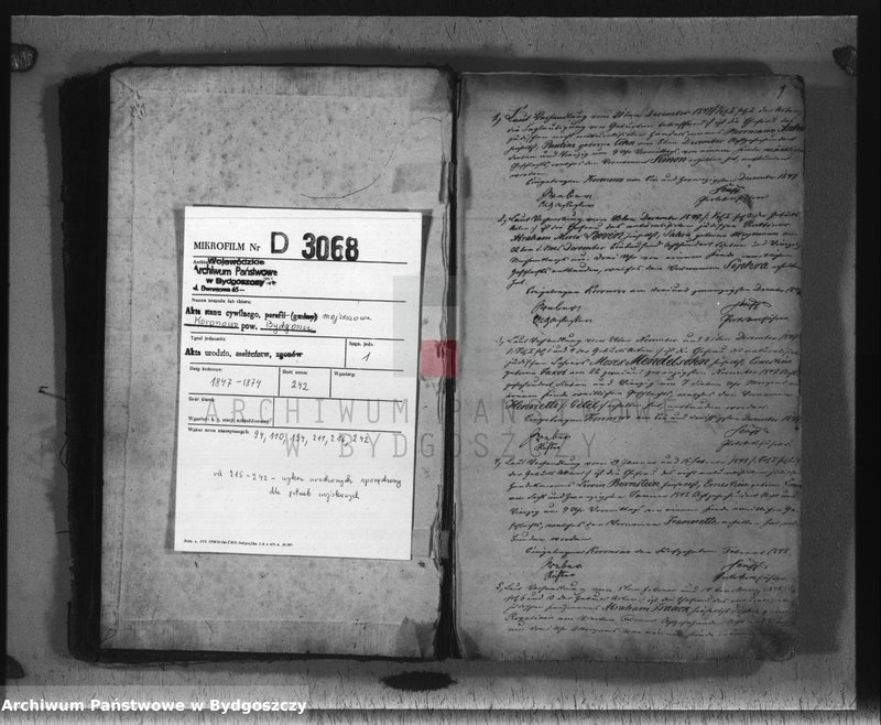 image.from.team "Akta metrykalne żydowskiej gminy wyznaniowej w Koronowie, pow. Bydgoszcz"
