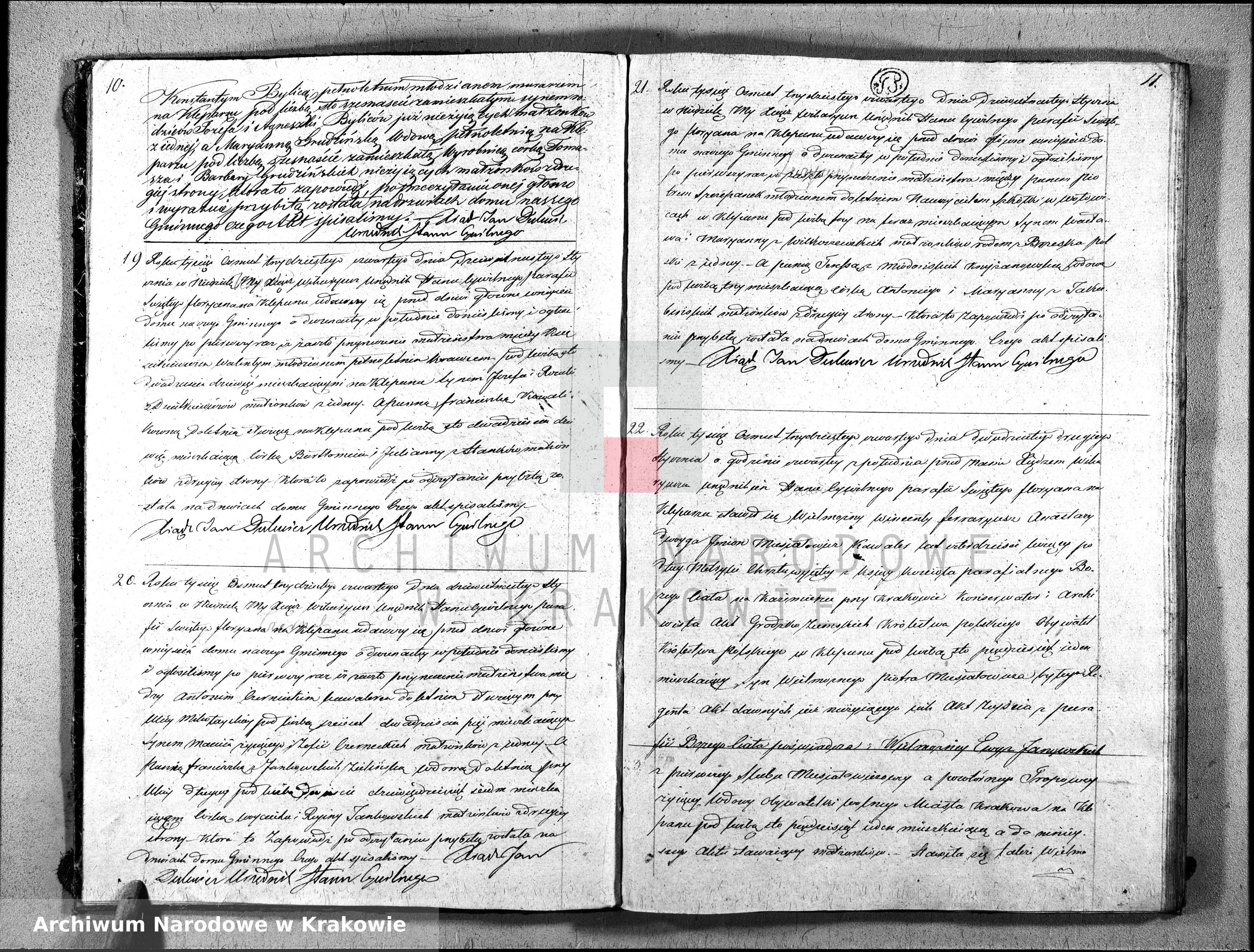 Skan z jednostki: Księga Aktów Zapowiedzi i Małżenstwa Parafii S Floryana na Rok 1834