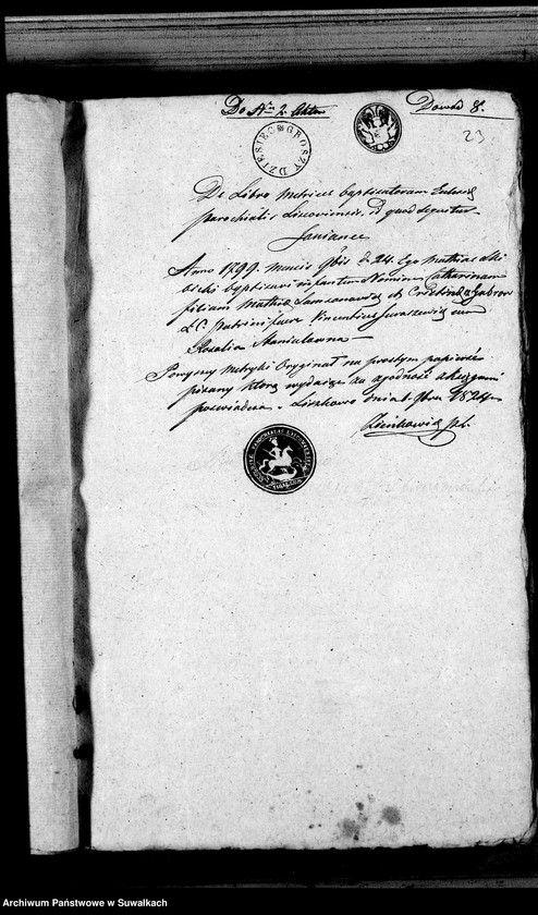 Obraz 11 z jednostki "Liszkowie dowody do aktów ślubnych urzędnika stanu cywilnego z całego roku 1825"